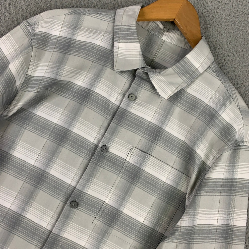 Lululemon Commission Long‎ Sleeve Shirt Mens XXL 2XL Grey Plaid Button Down Tech